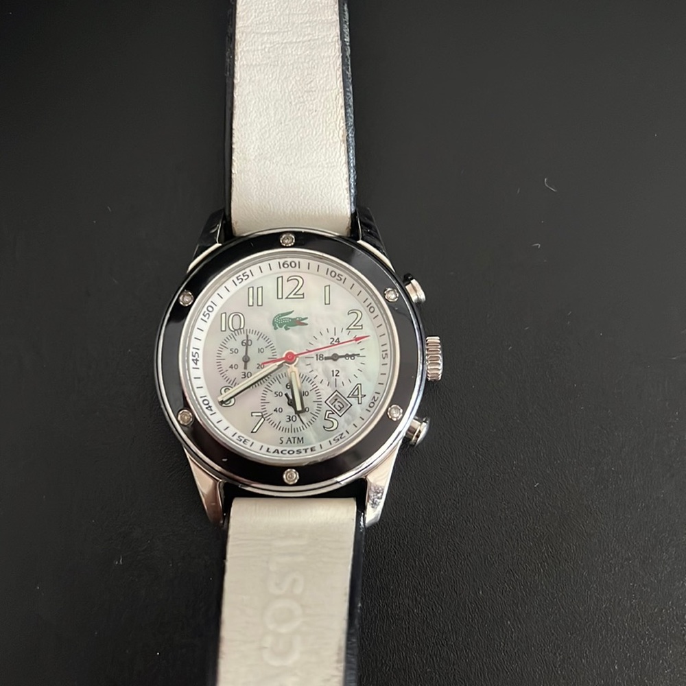 Lacoste Watch, mother of Pearl, great condition, barely any visible scratching